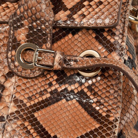 Jimmy Choo Rosalie Tan Python Flap Satchel - Picture 9 of 14